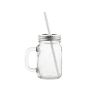 Picture of Sublimation Glass Mason Jar with Straw 12oz